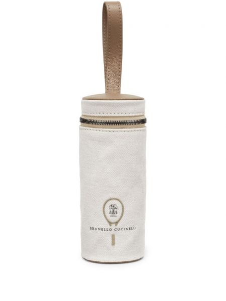 Памучни ленени чанта бродирани Brunello Cucinelli бяло