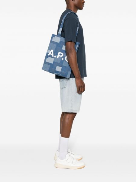 Shopper handtasche mit print A.p.c. blau