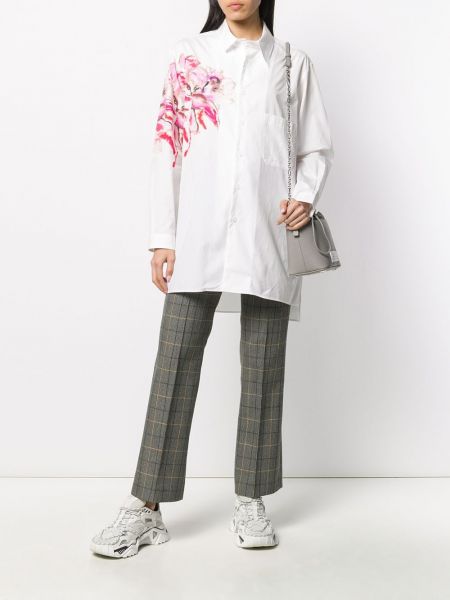 Camisa de flores con estampado Yohji Yamamoto blanco