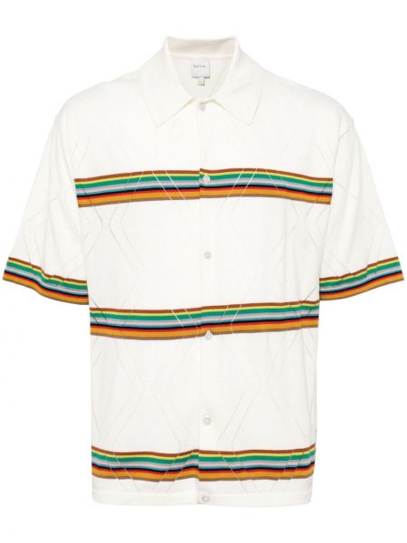 Плетена поло тениска на райета Paul Smith бяло