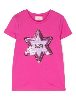 T-shirt con paillettes Sonia Rykiel Enfant rosa