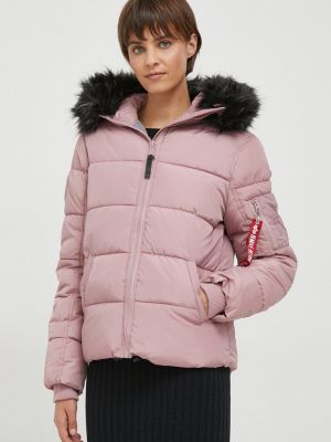 Kapucnis téli kabát Alpha Industries rózsaszín