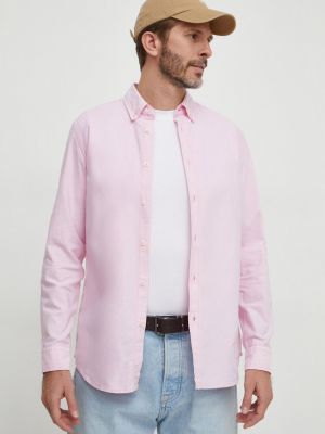 Пуховая хлопковая рубашка на пуговицах United Colors Of Benetton розовая