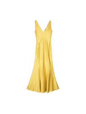 Sukienka długa z dekoltem w serek Pinko żółta
