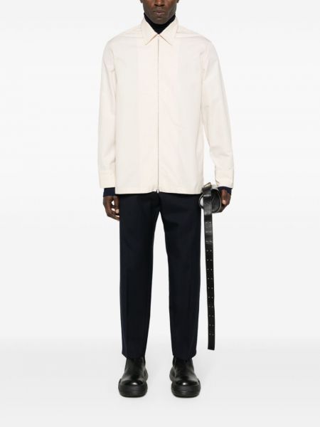 Bavlněná košile na zip Jil Sander bílá