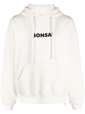 Kokvilnas kapučdžemperis ar apdruku Bonsai balts