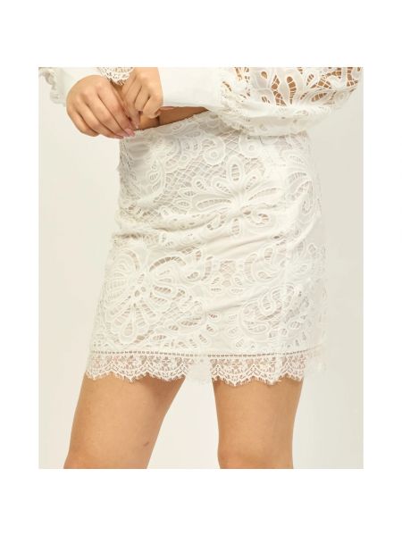 Mini falda de algodón Silvian Heach blanco