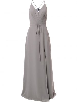 Вечерна рокля с v-образно деколте Marchesa Notte Bridesmaids сиво