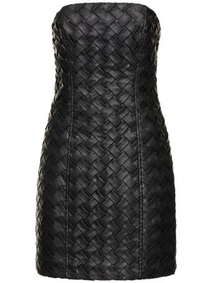 Sukienka mini bez rękawów z wiskozy pleciona Rotate czarna