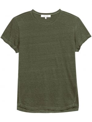 Ľanové tričko s okrúhlym výstrihom Frame zelená