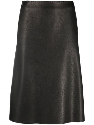 Hedvábné kožená sukně s vysokým pasem Hermès - černá