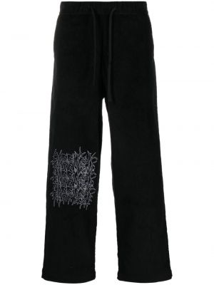 Manšestrové rovné kalhoty s výšivkou Paccbet černé