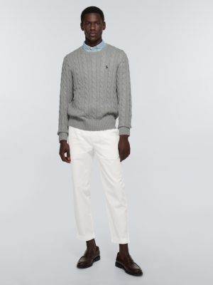 Хлопковый свитер Polo Ralph Lauren серый