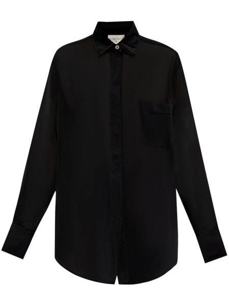 Βαμβακερό μεταξωτό πουκάμισο Forte_forte μαύρο