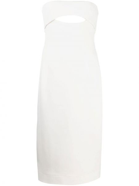 Μεταξωτή κοκτέιλ φόρεμα Saint Laurent λευκό