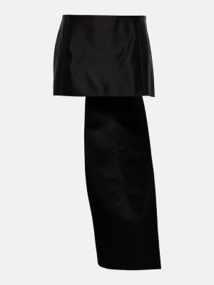 Czarna jedwabna satynowa mini spódniczka Prada