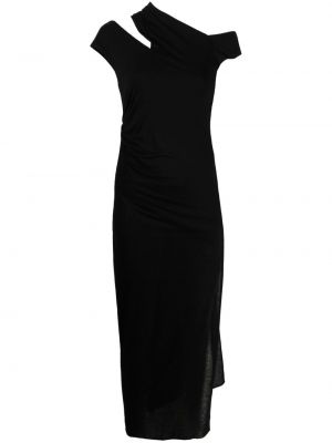 Асиметрична миди рокля от джърси Helmut Lang черно