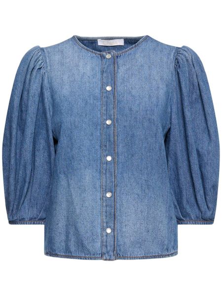 Camisa vaquera de lino de algodón Chloé azul