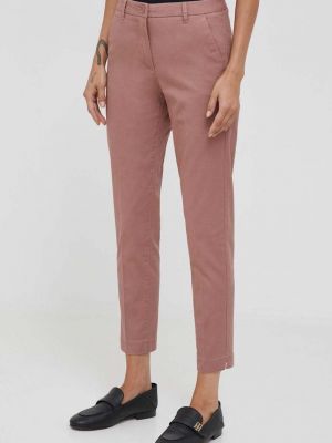 Přiléhavé kalhoty s vysokým pasem Sisley růžové