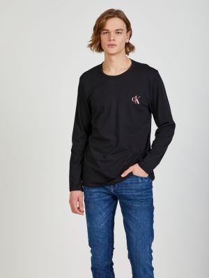 Tričko s dlouhým rukávem s dlouhými rukávy Calvin Klein Jeans černé