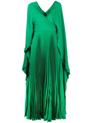 Jedwabna sukienka długa z dekoltem w serek plisowana Valentino