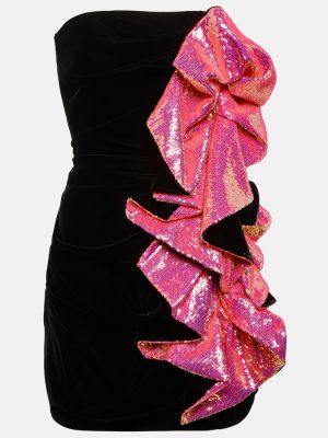 Mini robe en velours à imprimé Alexandre Vauthier noir