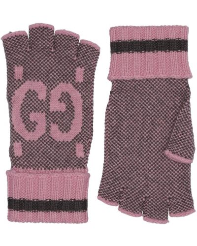 Rękawiczki z kaszmiru Gucci różowe