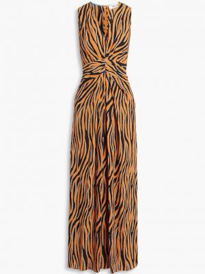Длинное платье с принтом из крепа Diane Von Furstenberg оранжевое