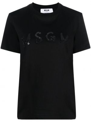 T-shirt à paillettes en coton Msgm noir