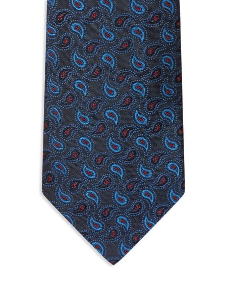 Cravate brodée en soie en cachemire Etro bleu