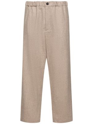 Pantaloni di lana di flanella Jil Sander grigio