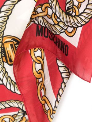 Hedvábný šál s potiskem Moschino červený