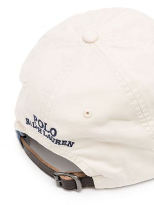 Siuvinėtas siuvinėtas kepurė su snapeliu Polo Ralph Lauren balta
