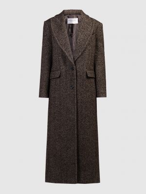 Твидовое шелковое шерстяное пальто Michael Kors коричневое