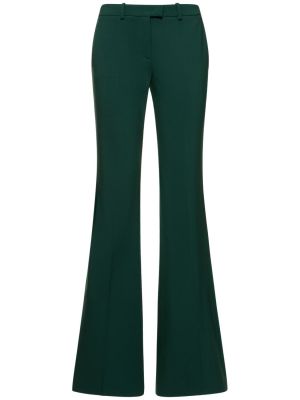 Spodnie wełniane z krepy Michael Kors Collection zielone