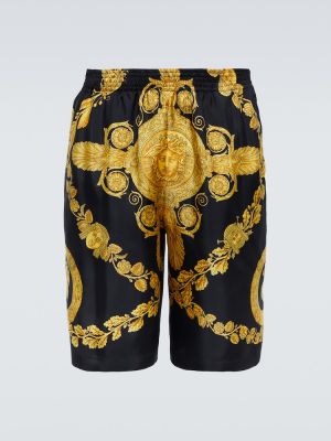 Pantaloni scurți de mătase cu imagine Versace