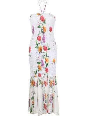 Kvetinové koktejlkové šaty s potlačou Charo Ruiz Ibiza biela
