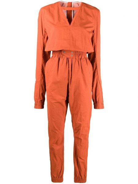 V-hals bomull lang jumpsuit Rick Owens rød