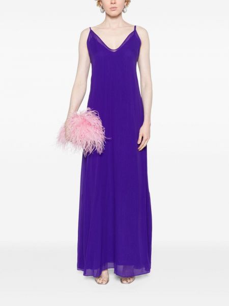 Průsvitné hedvábné dlouhé šaty Max Mara fialové