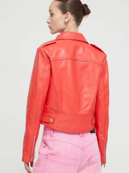 Kožená džínová bunda Moschino Jeans červená