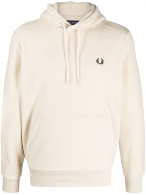 Hoodie ricamata in jersey Fred Perry bianco