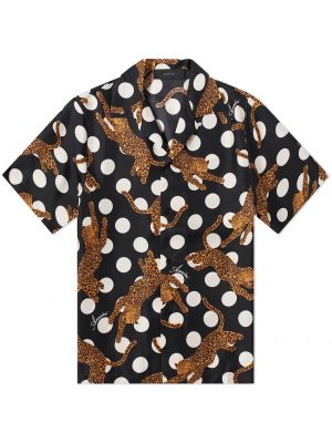 Леопардовая рубашка с коротким рукавом Amiri черная