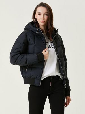 Пуховое пальто с капюшоном Dsquared2 черное