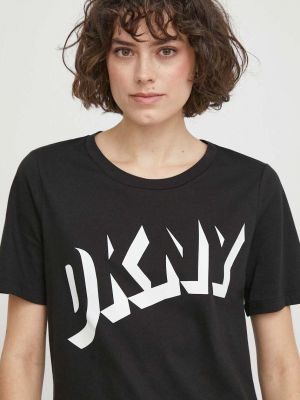 Памучна тениска Dkny черно