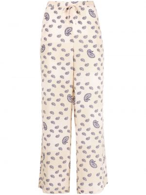 Jedwabne proste spodnie z nadrukiem z wzorem paisley Etre Cecile