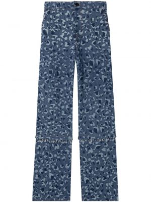 Pantaloni cu imagine cu model leopard cu croială lejeră Az Factory albastru