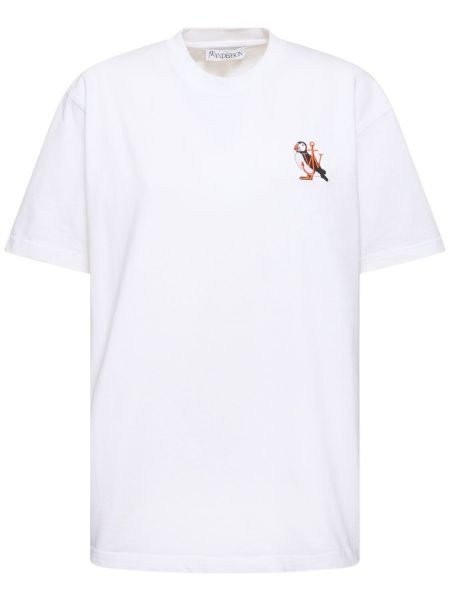 T-shirt i bomull i jersey Jw Anderson vit