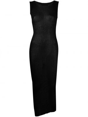 Průsvitné bavlněné pletené šaty bez rukávů Maison Margiela - černá