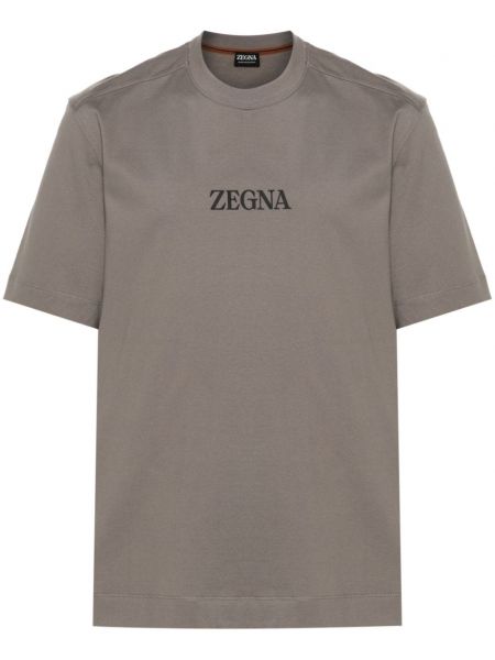 Bavlnené tričko s potlačou Zegna sivá