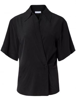 Klasická hedvábná košile s výstřihem do v Equipment - černá